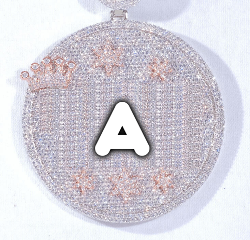CUSTOM LETTER NECKLACE 3D BIG CROWN DISC