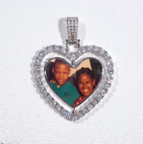 3D Spinning 2-Faced Heart Custom Picture Pendant