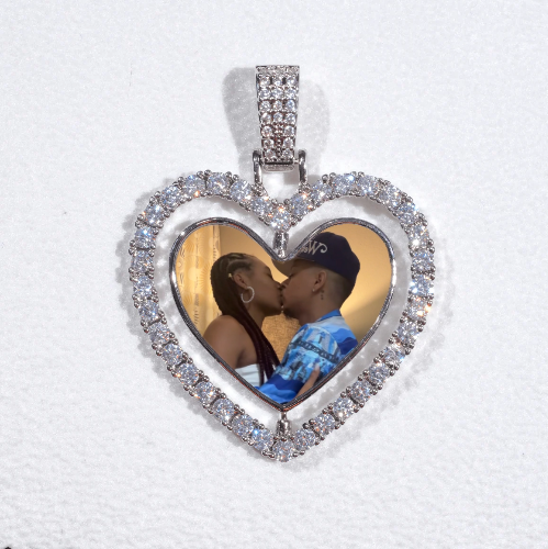 3D Spinning 2-Faced Heart Custom Picture Pendant
