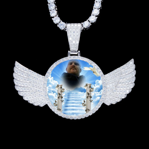 925S & VVS Moissanite 3D Wing Custom Picture Pendant