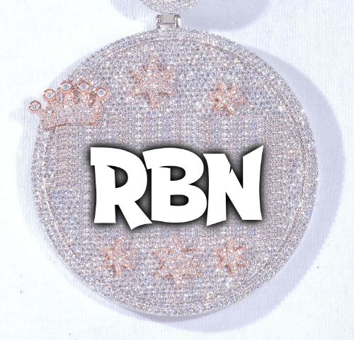 CUSTOM LETTER NECKLACE 3D BIG CROWN DISC