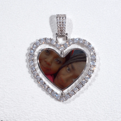 3D Spinning 2-Faced Heart Custom Picture Pendant
