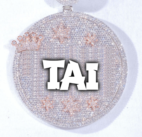 CUSTOM LETTER NECKLACE 3D BIG CROWN DISC