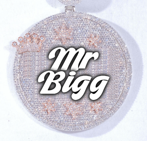 CUSTOM LETTER NECKLACE 3D BIG CROWN DISC