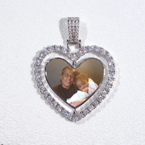 3D Spinning 2-Faced Heart Custom Picture Pendant