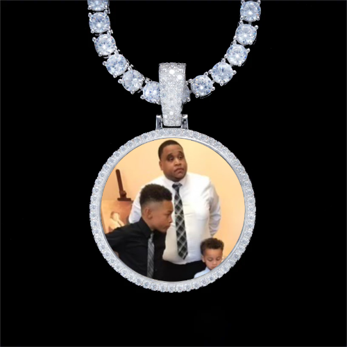 925S & VVS Moissanite 3D Circle Custom Picture Pendant