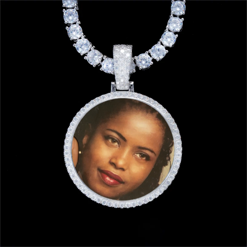 925S & VVS Moissanite 3D Circle Custom Picture Pendant
