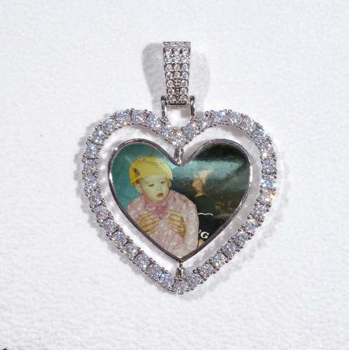 3D Spinning 2-Faced Heart Custom Picture Pendant