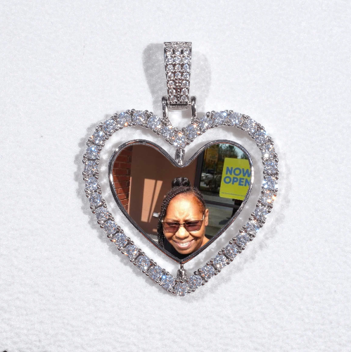 3D Spinning 2-Faced Heart Custom Picture Pendant