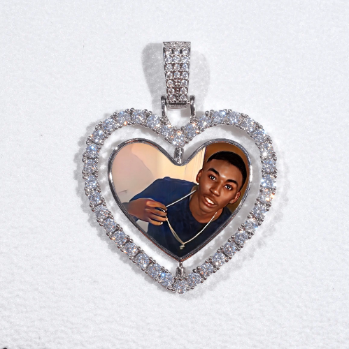 3D Spinning 2-Faced Heart Custom Picture Pendant