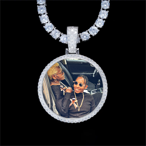 925S & VVS Moissanite 3D Circle Custom Picture Pendant