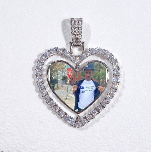 3D Spinning 2-Faced Heart Custom Picture Pendant