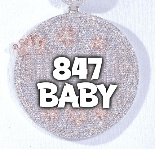 CUSTOM LETTER NECKLACE 3D BIG CROWN DISC