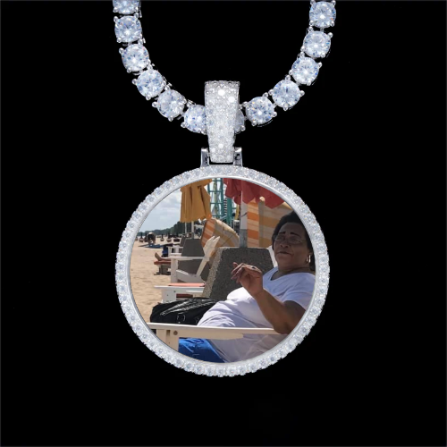 925S & VVS Moissanite 3D Circle Custom Picture Pendant