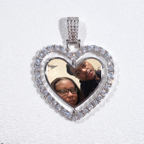 3D Spinning 2-Faced Heart Custom Picture Pendant