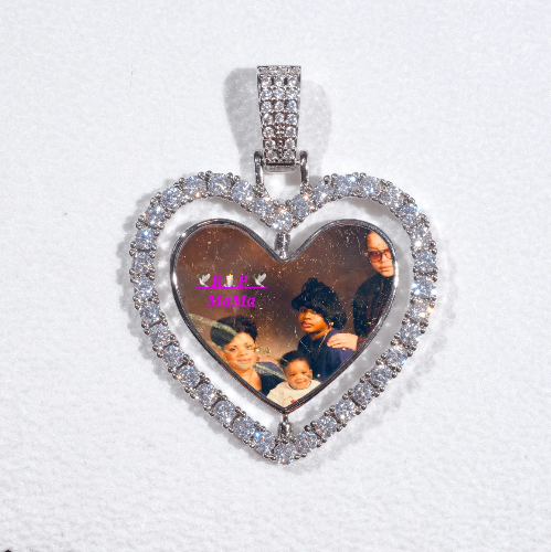 3D Spinning 2-Faced Heart Custom Picture Pendant