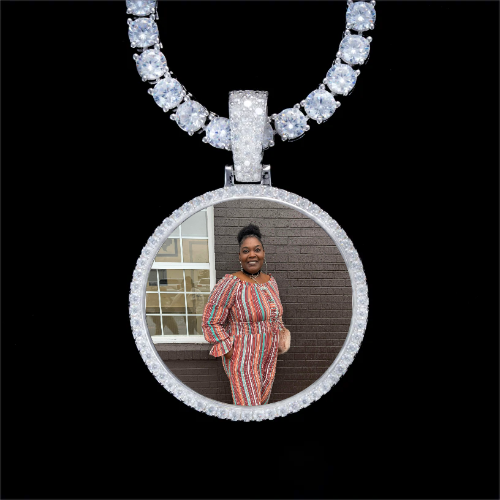 925S & VVS Moissanite 3D Circle Custom Picture Pendant