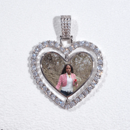 3D Spinning 2-Faced Heart Custom Picture Pendant