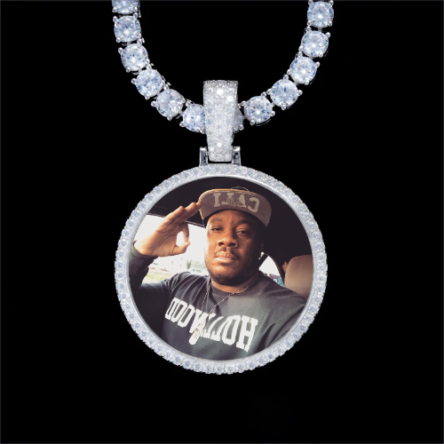 925S & VVS Moissanite 3D Circle Custom Picture Pendant