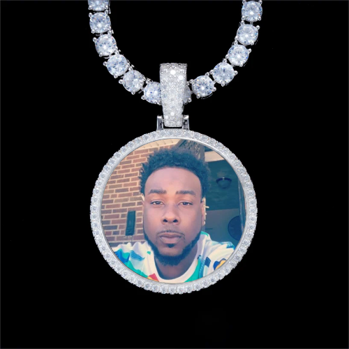 925S & VVS Moissanite 3D Circle Custom Picture Pendant