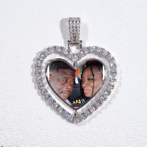 3D Spinning 2-Faced Heart Custom Picture Pendant