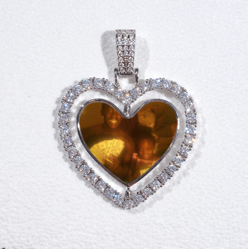3D Spinning 2-Faced Heart Custom Picture Pendant
