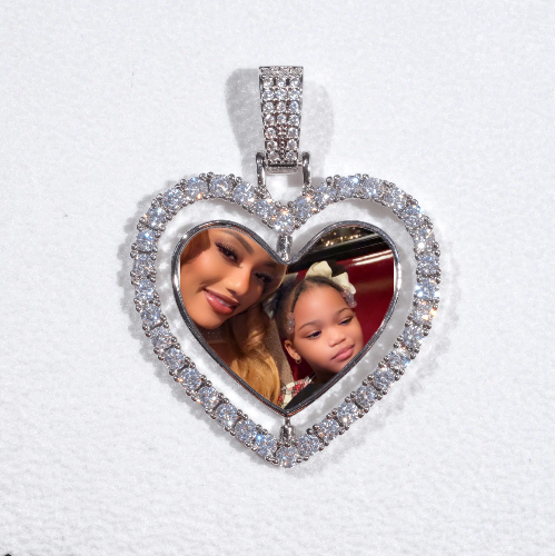 3D Spinning 2-Faced Heart Custom Picture Pendant