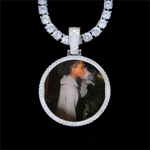 925S & VVS Moissanite 3D Circle Custom Picture Pendant