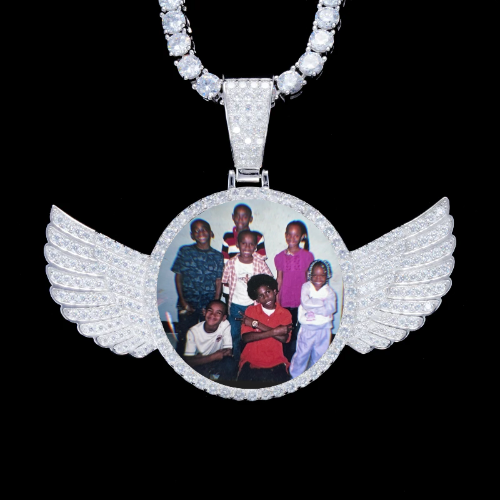 925S & VVS Moissanite 3D Wing Custom Picture Pendant