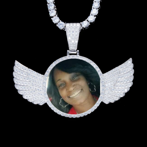 925S & VVS Moissanite 3D Wing Custom Picture Pendant