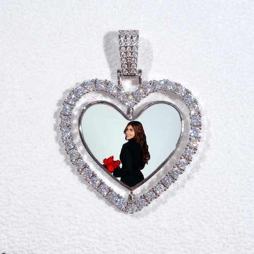 3D Spinning 2-Faced Heart Custom Picture Pendant