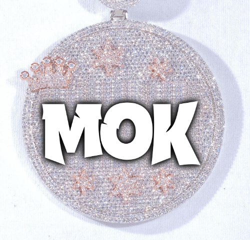 CUSTOM LETTER NECKLACE 3D BIG CROWN DISC