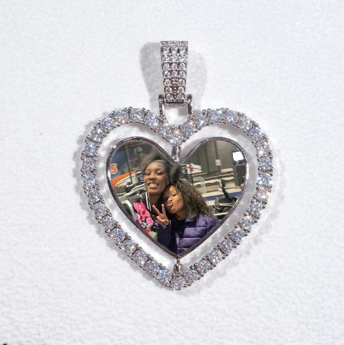 3D Spinning 2-Faced Heart Custom Picture Pendant