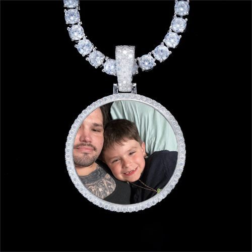 925S & VVS Moissanite 3D Circle Custom Picture Pendant