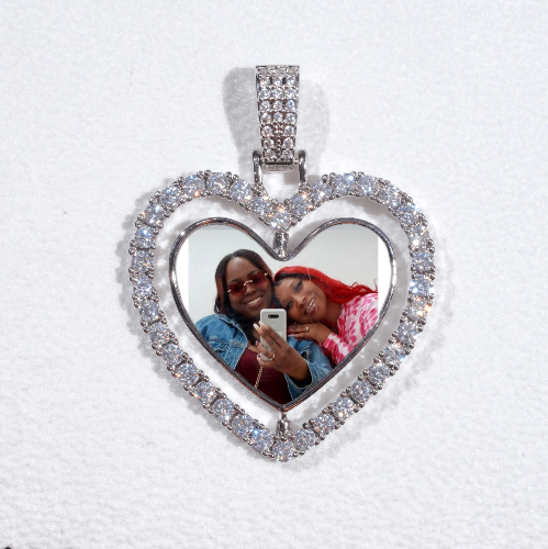 3D Spinning 2-Faced Heart Custom Picture Pendant