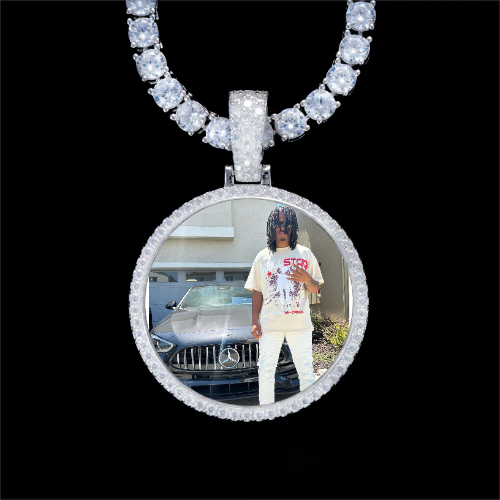 925S & VVS Moissanite 3D Circle Custom Picture Pendant