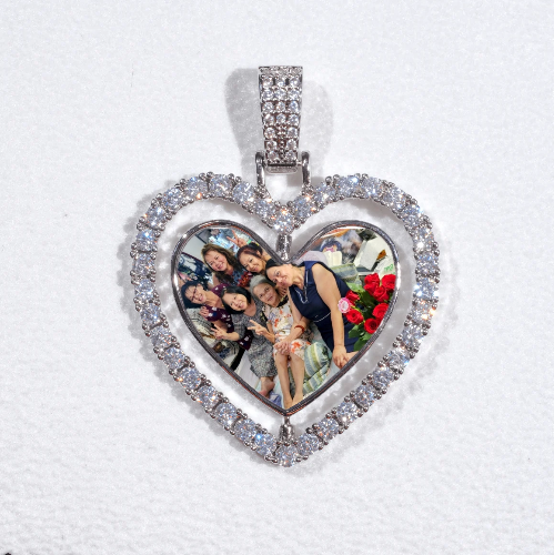 3D Spinning 2-Faced Heart Custom Picture Pendant
