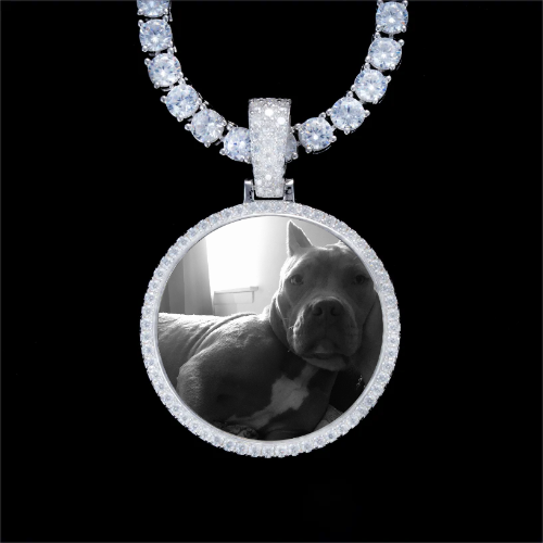 925S & VVS Moissanite 3D Circle Custom Picture Pendant