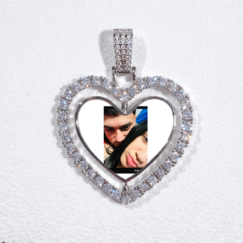 3D Spinning 2-Faced Heart Custom Picture Pendant