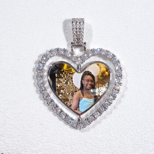 3D Spinning 2-Faced Heart Custom Picture Pendant