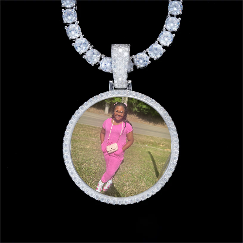 925S & VVS Moissanite 3D Circle Custom Picture Pendant