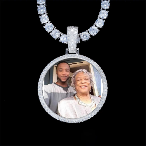 925S & VVS Moissanite 3D Circle Custom Picture Pendant