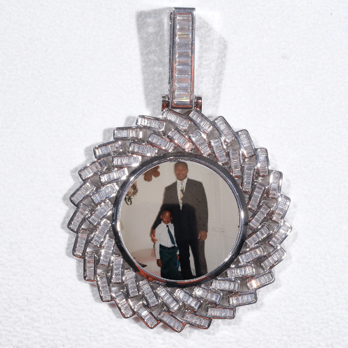 Large 3D Baguette Custom Picture Pendant