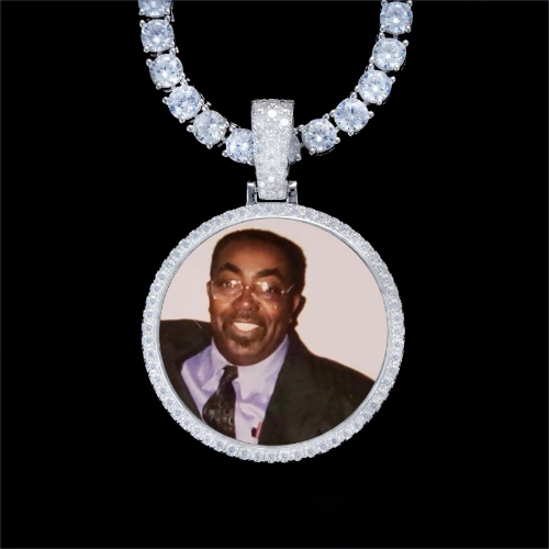 925S & VVS Moissanite 3D Circle Custom Picture Pendant
