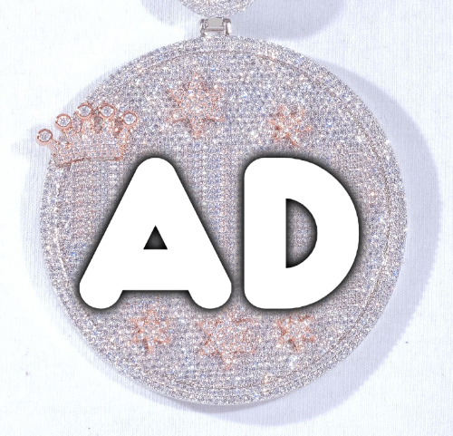 CUSTOM LETTER NECKLACE 3D BIG CROWN DISC