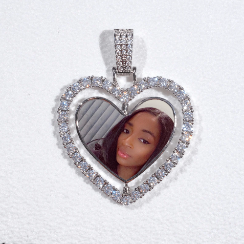 3D Spinning 2-Faced Heart Custom Picture Pendant