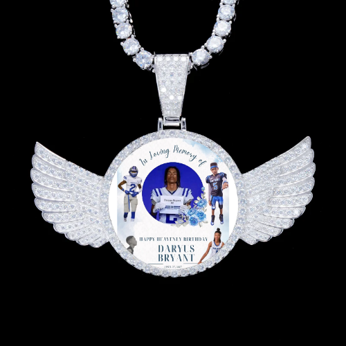 925S & VVS Moissanite 3D Wing Custom Picture Pendant