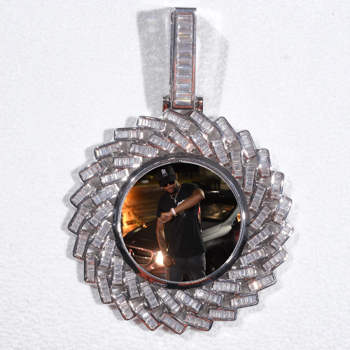 Large 3D Baguette Custom Picture Pendant