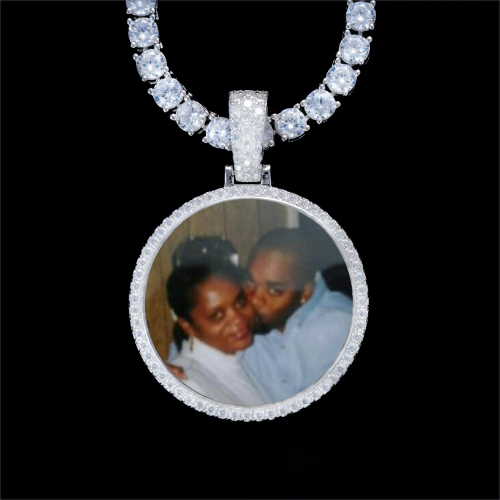 925S & VVS Moissanite 3D Circle Custom Picture Pendant