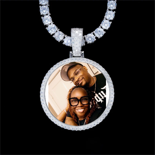 925S & VVS Moissanite 3D Circle Custom Picture Pendant